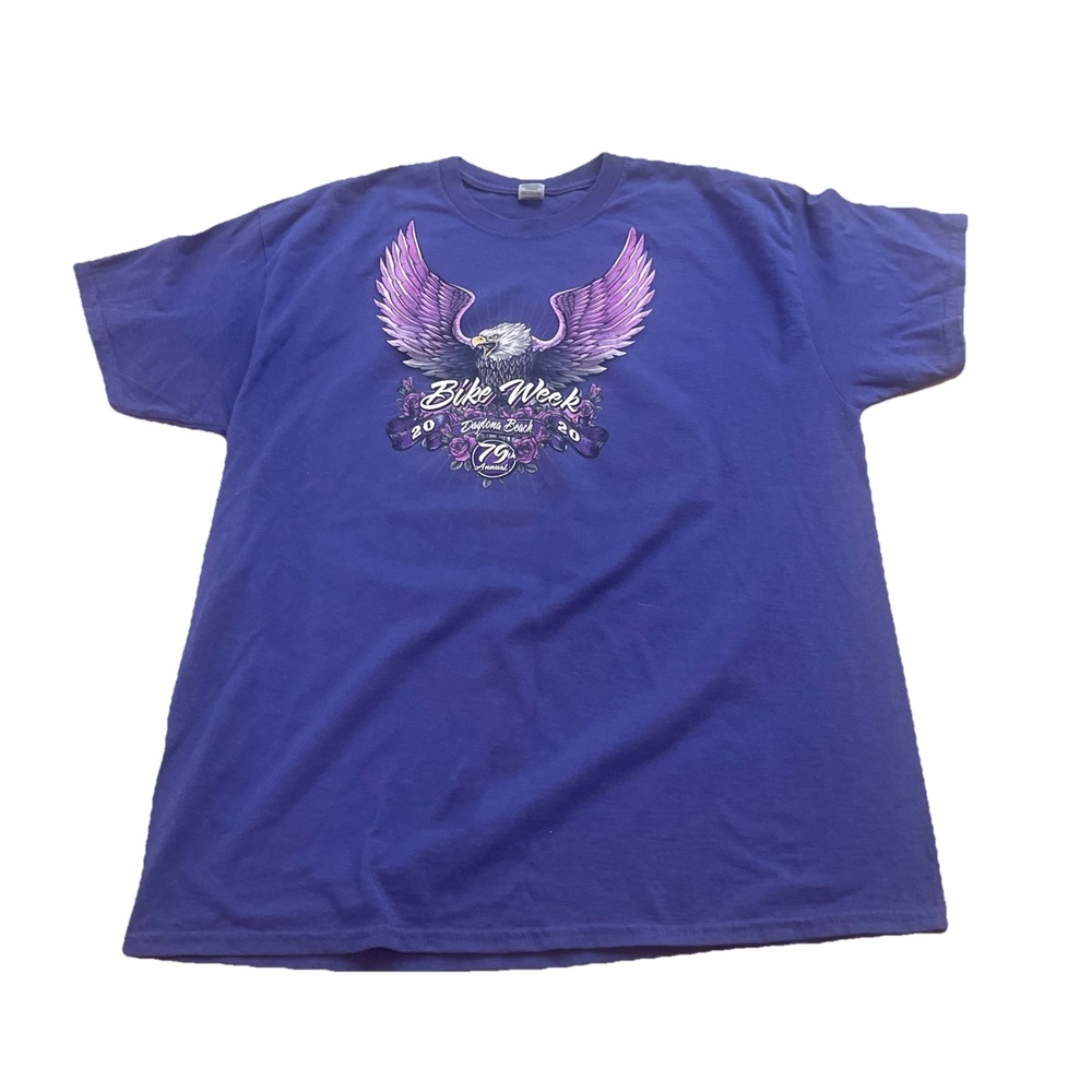 Daytona Beach 2020 Bike‎ Week T Shirt Men's XL Purple Eagle Front & Back